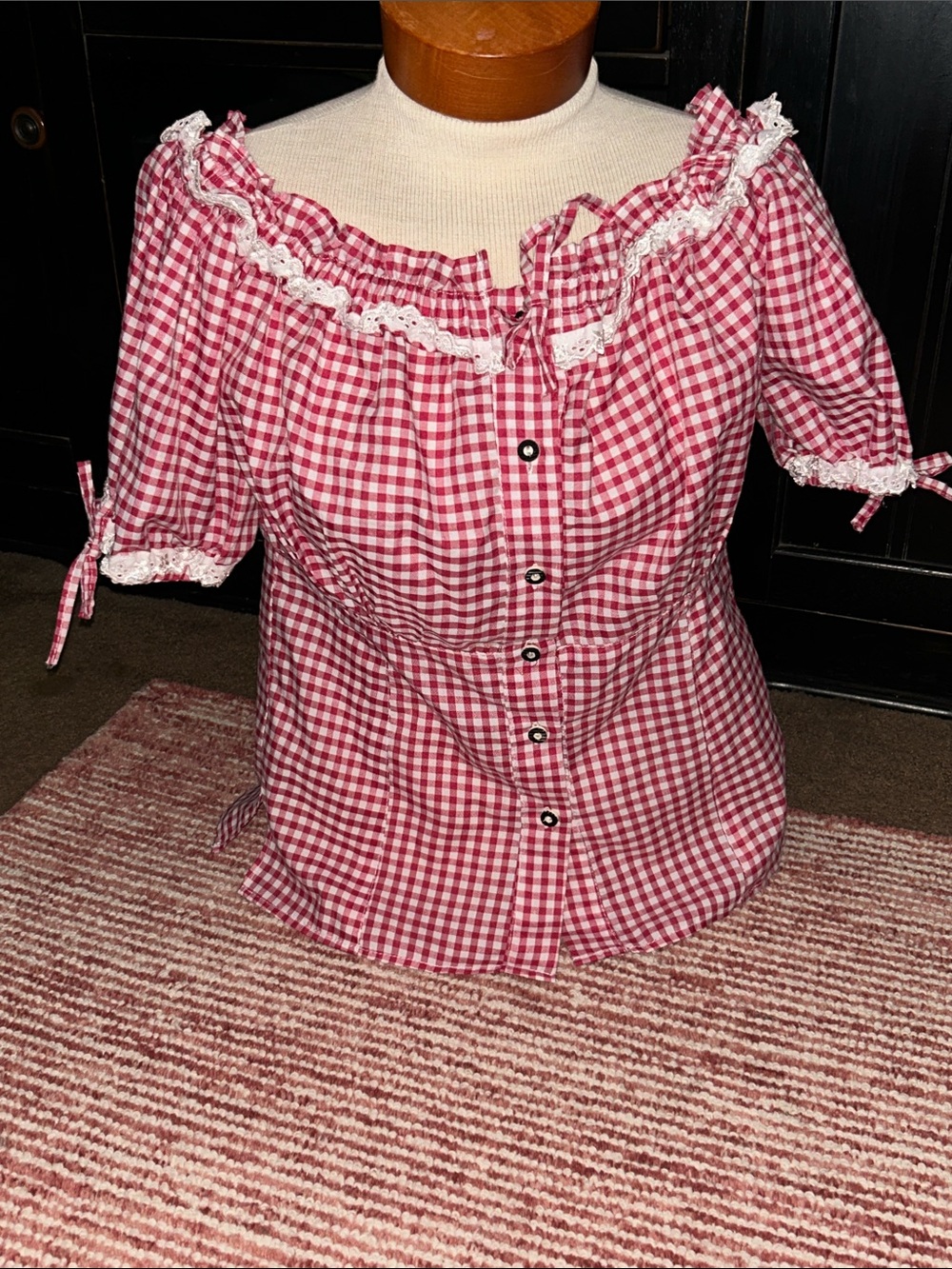 Gaudi Leathers Pink Gingham Top